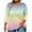 Yellow, variant on Plus Size 3/4 Length Sleeve Tops for Women Summer Tie Dye Gradient Tops V-Neck 3/4 Sleeve Oversized T Shirts Casual Blouses