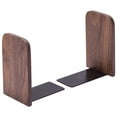 thumbnail image 3 of 8x de Sujetalibros de Madera con Base de Metal Resistente Soporte de Libro de Nogal Negro con Puntos Antideslizantes, 3 of 5