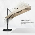 thumbnail image 2 of PURPLE LEAF 10 Feet Patio Umbrella with Base Outdoor Cantilever Solar Powered LED Square Umbrella Aluminum Offset Umbrella with 360-degree Rotation for Garden Deck Pool Patio, Beige, 2 of 13