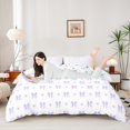 thumbnail image 2 of Manfei Purple Bowknot Comforter Cover Full,Kawaii Bowtie Ribbon Bedding Full Size,Cartoon Heart Print Bedroom Set For Girly Kids,Luxury Bedroom Decor Reversible（No Comforter）,3 Pieces, 2 of 6