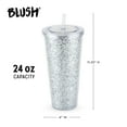 thumbnail image 4 of Blush Glam Glitter Tumbler with Lid and Straw for Iced Coffee, Tea, 24oz, 4 of 4