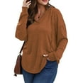 thumbnail image 4 of Miluxas Hoodies for Women Trendy Fall V Neck Oversized Sweatshirt Plus Size Tops Clothes Coffee S(S), 4 of 6