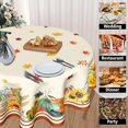 thumbnail image 4 of Fall Pumpkin Tablecloth Round 60 Inch Thanksgiving Autumn Leaf Table Cloth Washable Sunflower Maple Leaves Harvest Table Cover Decorative for Home Kitchen Dining Indoor Outdoor Party Picnic, 4 of 6