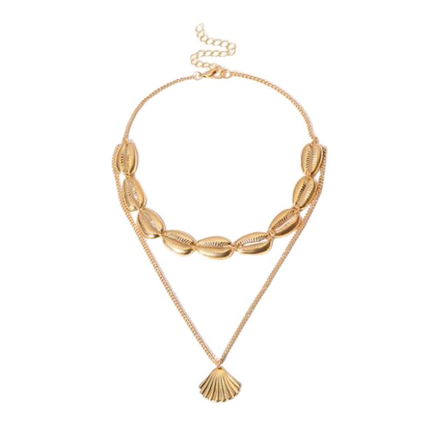 Boho gargantilla collar mujer joyería linda concha encanto colgante cadena dorado Hugo Collar con colgante de joyas