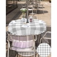 thumbnail image 5 of Fsddascl Grey Plaid Outdoor Tablecloth - 54 Inch Round Dining Table Cover, Gradient Geometric Buffalo White Checkered Waterproof Outdoor Table Cloth with Umbrella Hole & Zipper for Picnic/Patio, 5 of 7