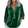 thumbnail image 6 of Ladies Tops and Blouses Womens Daily Casual Solid V Neck Shirts Long Sleeve Tops Workout Loose Fit Shirt Blouse Long Sleeve T shirt Women, 6 of 6