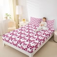 thumbnail image 3 of Erosebridal Cartoon Butterfly Pattern Full Size Sheets,Pink Bowknot Glitter Print Bed Sheets For Girls 4-Piece, 3 of 6