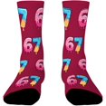 thumbnail image 2 of Chaussettes Rouges Tricotées avec Animaux Chaussettes Mi-Mollet Glace 6 7 Chaussettes Mi-Mollet pour Enfants, 2 of 5