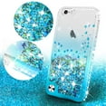 thumbnail image 2 of Apple iPod Touch 6 Case, iPod 6/5 Case [Tempered Glass Screen Protector],Glitter Liquid Quicksand Waterfall Bling Sparkle Diamond Case For Apple iPod Touch 5/6th Generation (Clear/Aqua), 2 of 5