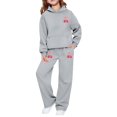 thumbnail image 2 of Jamsmile Toddler Girls Outfits Sets Sports Tracksuits Cherry Print Hooded Sweatpants And Joggings 2 Piece Children Girls Suits, 2 of 4
