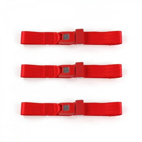 Standard 2 Point Red Lap Bench Seat Belt Kit with 3 Belts for 1968-1974 Chevy Nova
