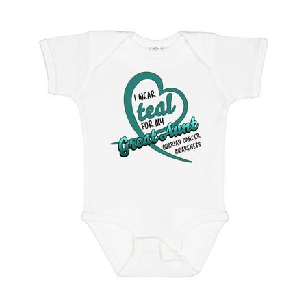 

Inktastic I Wear Teal for My Great Aunt Heart Ribbon Ovarian Cancer Gift Baby Boy or Baby Girl Bodysuit
