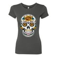 thumbnail image 2 of Wild Bobby Day Of The Dead Sugar Skull Pop Culture Women Slim Fit Junior Tee, Dark Grey, X-Large, 2 of 5