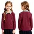 thumbnail image 2 of LTTVQM Boys Polo Shirts Long Sleeve Tshirts Casual Button Uniform Top 2026 New Collared Tops Comfortable Blouse Wine 10-12 Years, 2 of 4