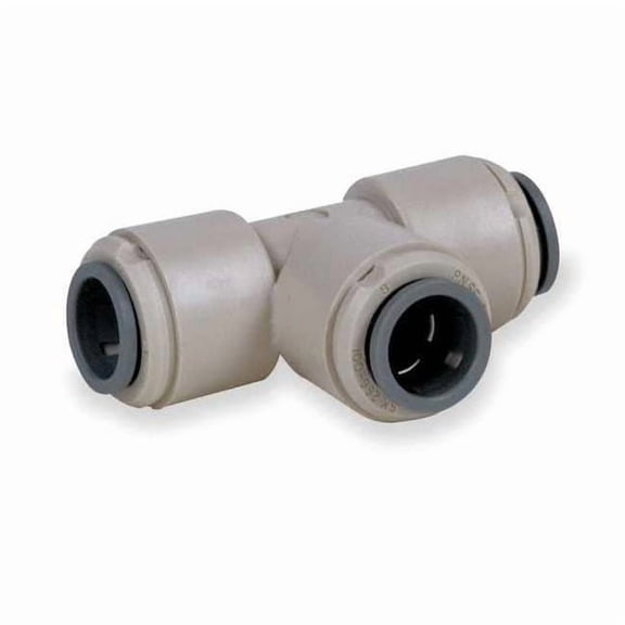 John Guest Push-Fit Tee Fitting, 3/8 in Tube Size, Acetal, Gray, 10 PK PI-0212-S
