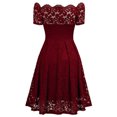 thumbnail image 4 of Vestido de fiesta de encaje de manga corta sin tirantes a la moda para mujer, 4 of 5