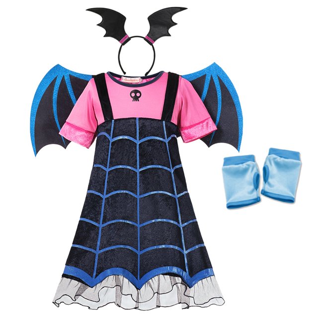 Vestido de niñas Vampirina Fantasia Infantil Cosplay Disfraces Halloween Carnival Party Disfraz Vampire Kids Cothes With Wing Outfits3T (Etiqueta 120) Gao Jinjia LED