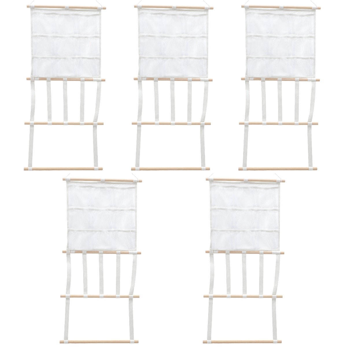 NUOLUX  White Hair Accessories Bag with Wooden Rack for Organizing Hair Clips and Headbands