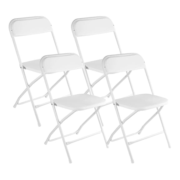 4 Pack White Folding Chairs, Portable Stackable Foldable Chair,Indoor Outdoor Plastic Folding Chair for Events/Office/Home/Wedding/Party, 400lbs Capacity