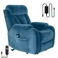 thumbnail image 2 of Dazone High Density Sponge Velvet Living Room Power Remotes 1 x Electric Power Lift Chair Massage Recliner Chair, Blue, 2 of 9