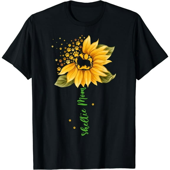 Sheltie Mom Cool Sunflower Shetland Sheepdog Dog Lover Gifts T-Shirt
