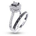 thumbnail image 2 of 10K White Black 1.2 Ctw Diamonds Unique Bridal Engagement Ring Set (White Gold Size 9), 2 of 3