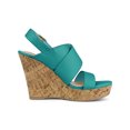 thumbnail image 3 of BLISSFUL STEP Women's Sandals Platform Heels Ankle Strap Wedges Sandals Lake Green 5.5, 3 of 7