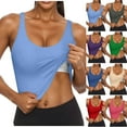 thumbnail image 1 of Tops de verano para mujer,Blusa informal sin mangas con cuello en U para mujer, de poliéster, con acolchado en el pecho incorporado, muy versátil, sopatenor, 1 of 8