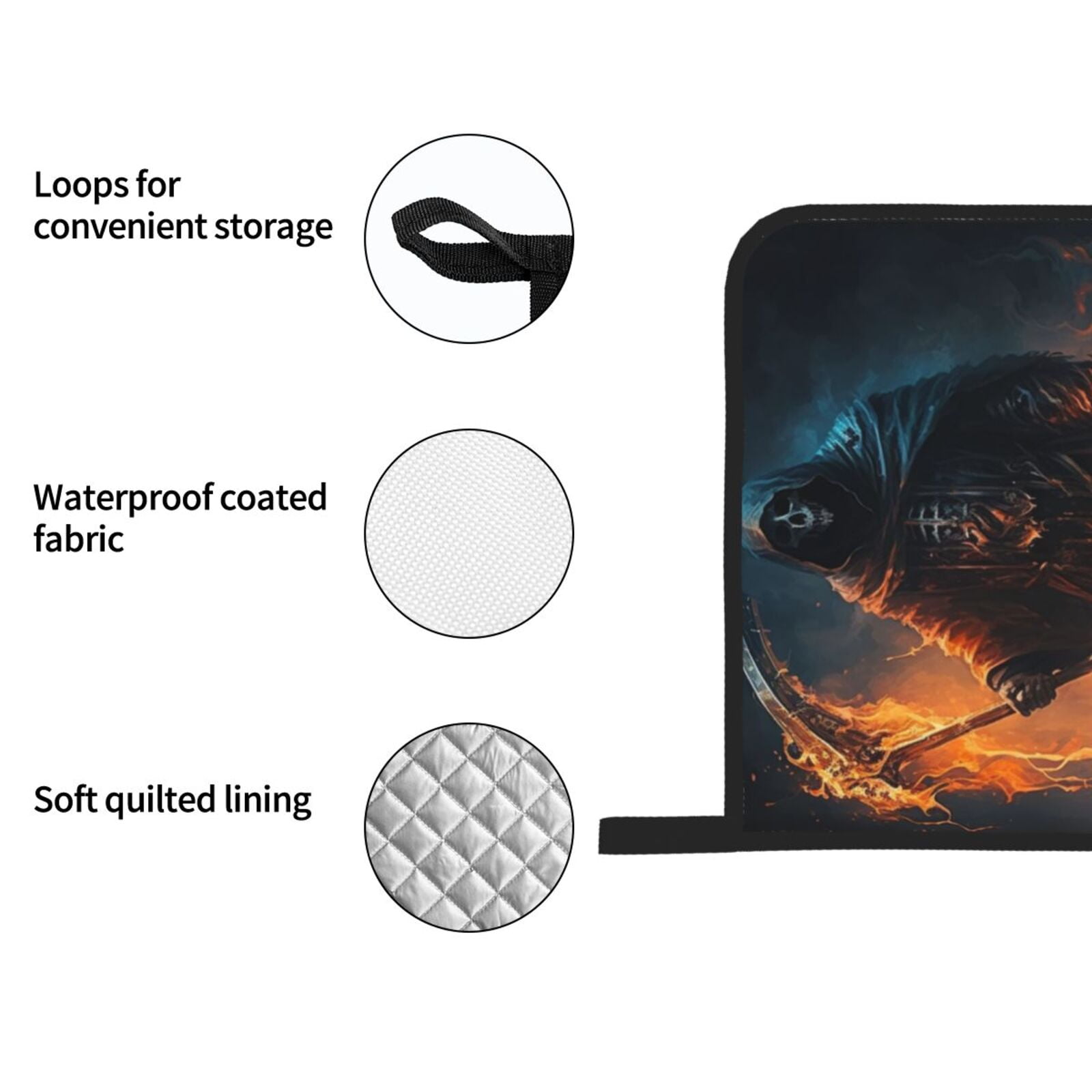 Grim Reaper On Fire Cool Art 4Pcs Oven Mitts and Pot Holders Sets Oven Kitchen Gloves Hot Pads for Cooking BBQ Baking Grilling