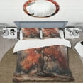 thumbnail image 2 of Designart "Tree In The Woods Fall Foliage II" Tree Floral Bedding Covert Set - Country Red Landscapes Bed Set With 2 Shams, 2 of 6