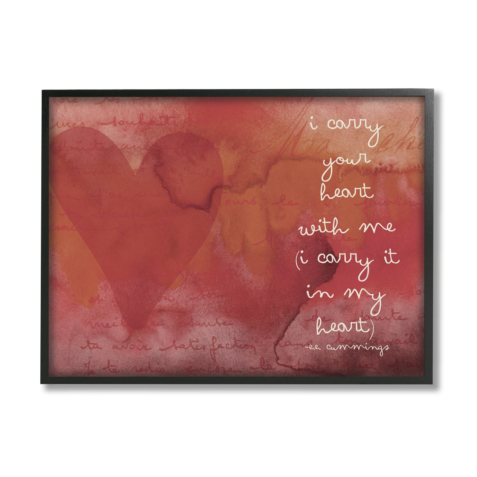 Stupell Industries Romantic Love Quote Red Heart Design Typography Framed Wall Art, 20 x 16, Design by Amy Brinkman