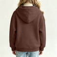 thumbnail image 5 of NEBWOAK Little Girls Hoodie, Brown Fleece Pullover Sweatshirt Long Sleeve Varsity Print,Size 7-8T, 5 of 6