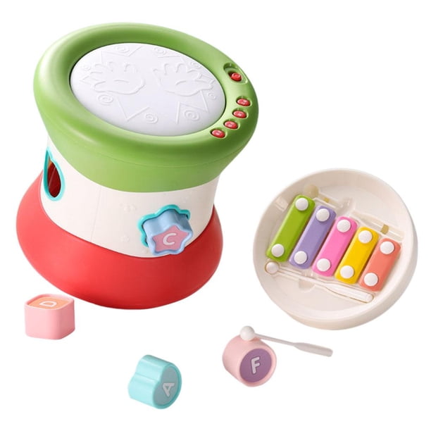 juguetes musicales de percusión Tambor De Mano Para Bebé Con Luz Y Sonido Instrumentos Divertidos Juguetes Color Morandi Magideal juguetes musicales de percusión