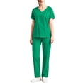 thumbnail image 2 of Ynynloco Scrubs Set for Women Medical Uniform–Stretch Loose V-Neck Top & Straight Leg Pants with Multiple Pockets for Nurse Workwear, 2 of 5