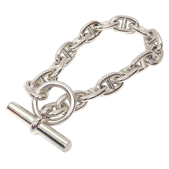 Pre-Owned Hermes Hermès Chaine d'Ancre Bracelet, MM, 16 Links, Silver 925, Men's and... (Good)