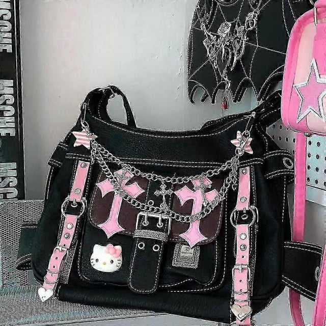 2024 Kawaii Sanrio Hello Kitty Y2k Handbags Fashion Leather Bag Crossbody Female Crossbody Tote Message Bag Accesorios For Girl Women