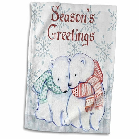 3dRose Image of Two Polar Bears On snowflakes Say Merry Christmas - Towel, 15 by (Best Way To Say Merry Christmas)