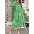 thumbnail image 5 of Women Boho Maxi Dresses 2024 V Neck Long Puff Sleeve Smocked Ruffle Flowy Casual Dress, 5 of 5