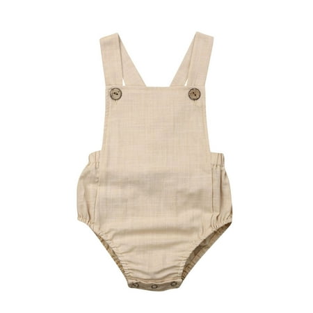 Taoocy Newborn Baby Boy Girl Cotton Line Sleeveless Straps Bodysuit Romper Jumpsuit Outfits Long Sleeve Clothes