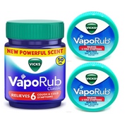 Vicks VapoRub Regular Set – 50 ml Jar + Two 5 ml Mini Balms Travel Size Menthol & Eucalyptus