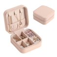 thumbnail image 4 of Caja organizadora de joyas portátil de cuero sintético para viajes, para pendientes, anillos, color azul, 4 of 5