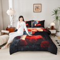 thumbnail image 4 of Feelyou Black White Wolf Bedding Comforter Set for Couple, Romantic Red Rose Twin Comforter Sets, Happy Valentines Animal Reversible Bedding Set, Breathable Home Decor, 2-Piece, 4 of 8