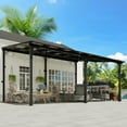 thumbnail image 6 of MEISSALIVVE 12' x 16' Hardtop Wall Mounted Gazebo Pergola, Lean-to Metal Awning with Sloped Roof, Outdoor Shelter for Patio, Deck, Backyard, Black, 6 of 11
