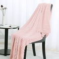 thumbnail image 2 of PiccoCasa Cable Knit Thorw Blanket Cotton Blanket for Home Decor, 70"x78" Pink, 2 of 6