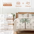 thumbnail image 6 of 3 Piece Palm Trees Duvet Cover Set Twin Size, Microfiber Comforter/Quilt Cover with Corner Ties and 2 Pillowcases, Brown Tropical Plants Summer Green All Season Soft Bedding with Zipper Closure, 6 of 8