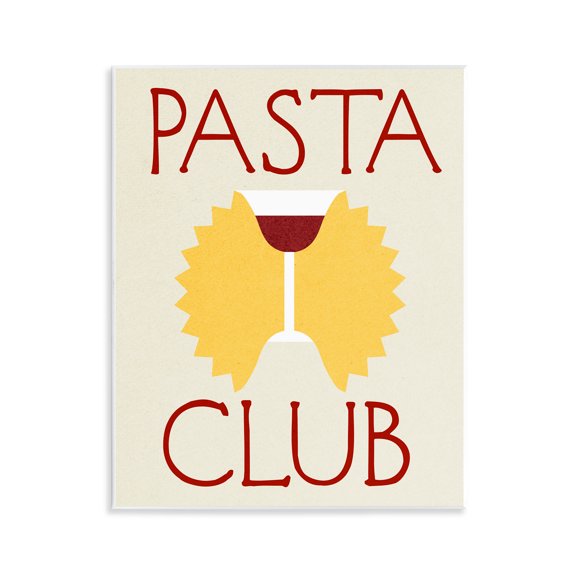 Stupell Industries Pasta Club with Wine Food & Beverage Painting Unframed Art Print Wall Art, 11 x 14