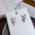 thumbnail image 4 of opvise Fashion Women Rhinestone Elk Silver Plated Ear Stud Earrings Jewelry Xmas Gift Silver, 4 of 7