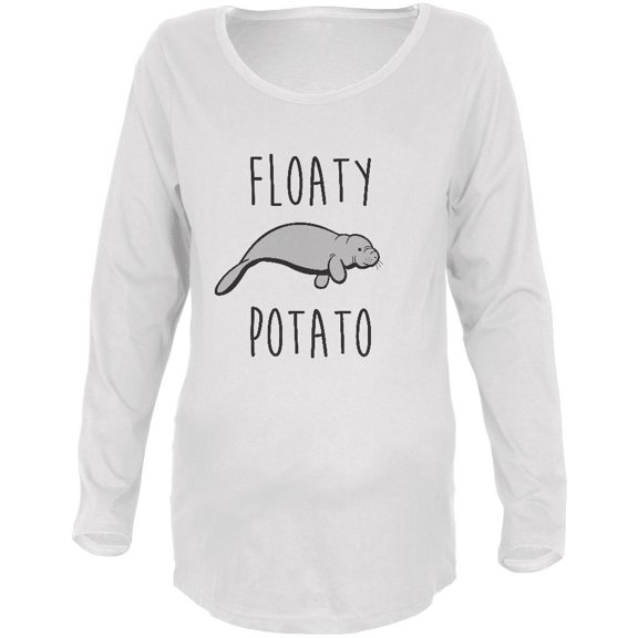 Floaty Potato Manatee Maternity Soft Long Sleeve T Shirt White SM