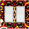 thumbnail image 1 of Metal Light Switch Plate Cover Colorful Black Red Mandala Flower Tile Pattern MDL023, 1 of 13