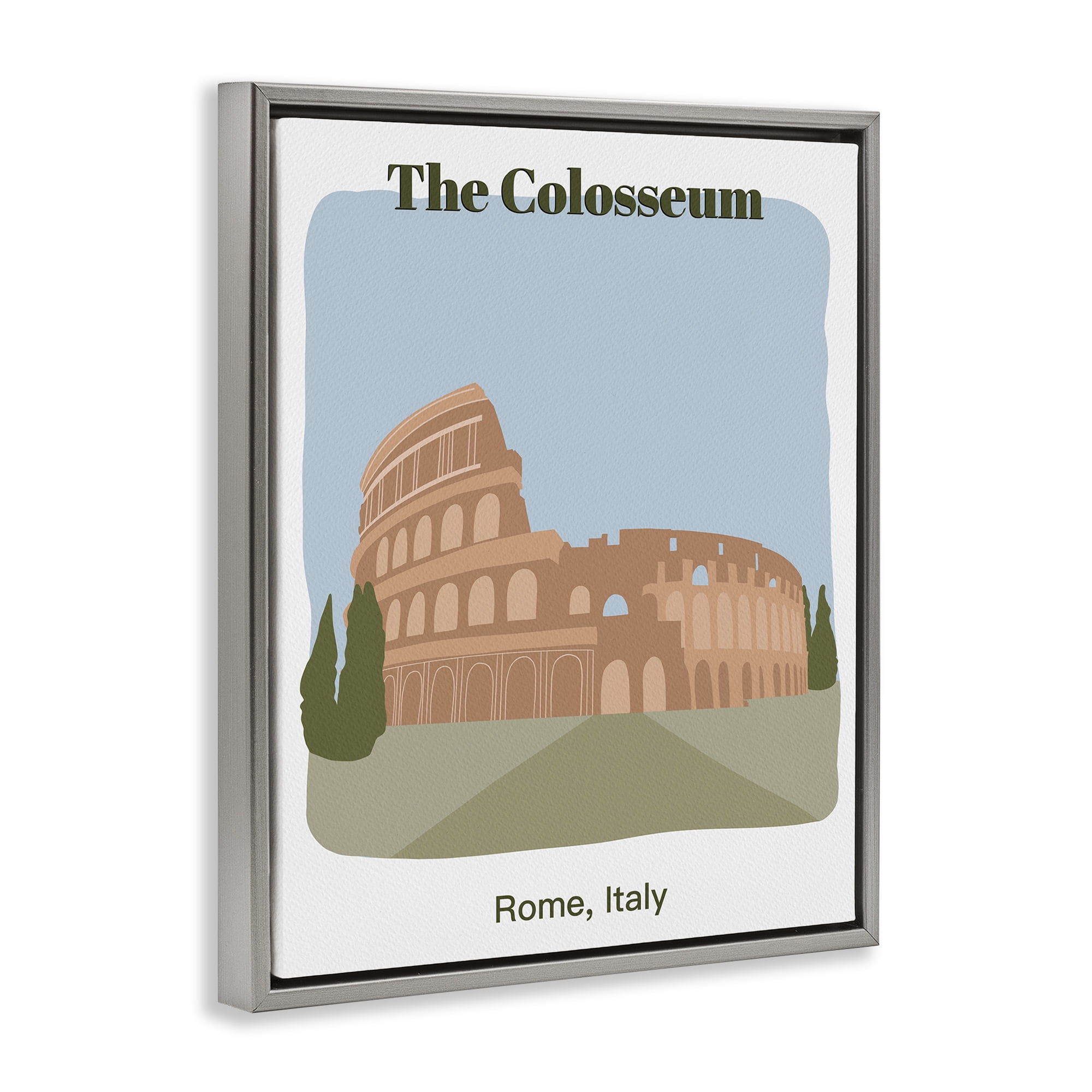 Stupell Industries The Colosseum Architecture Town & City Painting Gray Floater Framed Art Print Wall Art, 25 x 31